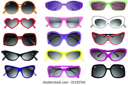 Collection of solar glasses. Vector illustration