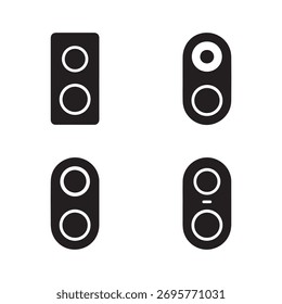 Uma coleção de ícones sólidos representando características de campainha inteligente, apresentados como um objeto isolado em um fundo branco.