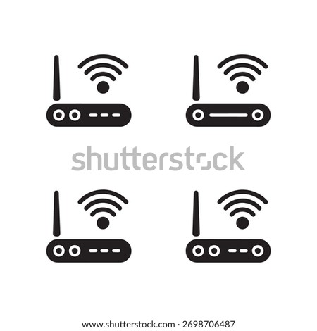 A collection of solid icons representing WiFi hotspot devices, presented clearly isolated on a white background for easy integration.