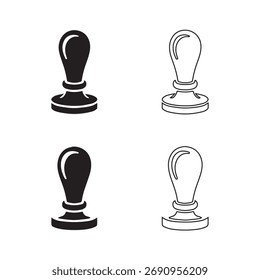 Una colección de iconos de sellos sólidos presentados individualmente sobre un fondo blanco limpio, perfecto para diversas aplicaciones de diseño.