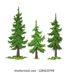 Collection of some cartoon trees, hand draw illustration