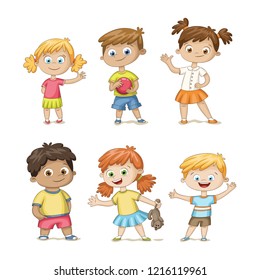 Collection of some cute children, isolated on white background