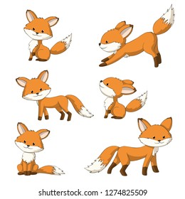 Collection of some cute foxes, hand draw illustration