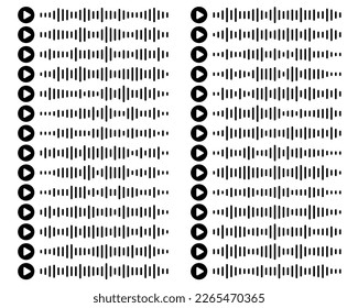 Colección de señales de ondas sonoras. Establecer el icono de mensaje de audio de voz. Ilustración vectorial plana para sitios web, podcasts y diseño de banners. Colección de símbolos grande sobre fondo blanco.