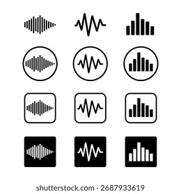 Colección de iconos de forma de onda de sonido y ecualizador