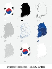Collection of South Korea Map Asian Country