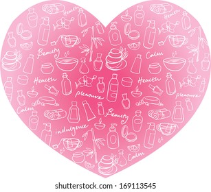 Collection of Spa icons arranged in heart shape