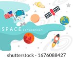 Collection of space background set with astronaut, sun, moon, star,rocket.Editable vector illustration for website, invitation,postcard and sticker.Include wording out of this world,blast off