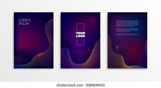 Collection of space backgrounds with neon lines. For presentations, posters, flyers, etc. Vector format.