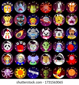 a collection of space character icons