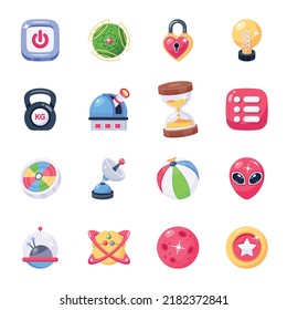 Collection of Space Games Flat Icons 

