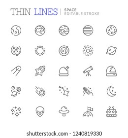 Collection of space related line icons. Editable stroke