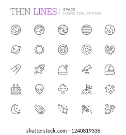 Collection of space related line icons