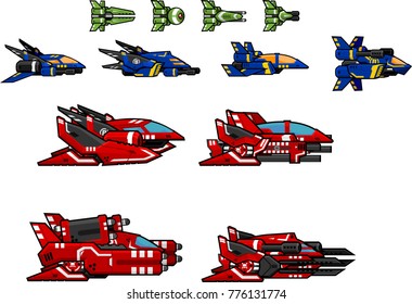 Collection Of Space Ships For 2d Side Scrolling Space Shooter Games