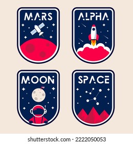 Collection of space stickers. Vector art illustration