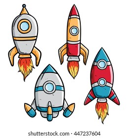 Collection of spaceship on white background