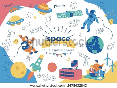 A collection of space-themed illustrations