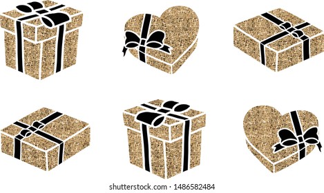 A collection of sparkle gift boxes.Flat style vector illustration. Happy New Year and Christmas, Birthday, mothers day, Sale, shopping concept.
