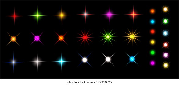 Collection of sparkle vector. Colored symbols. Symbols sparkling stars.  Easy to use.