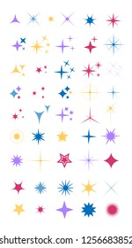 Collection of sparkle vector illustrations. Sparkles colorful symbols. Sparkle star. Glowing light effect star.