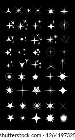 Collection of sparkle vector illustrations. Sparkles colorful symbols. Sparkle star. Glowing light effect star.
