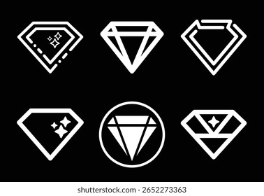 A Collection of Sparkling Diamond Illustrations and Graphic Representations Depicting Luxury and Elegance