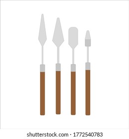 collection of spatulas to paint canvases. Illustrator for web and mobile design.