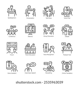 Collection of Speaking Linear Icons

