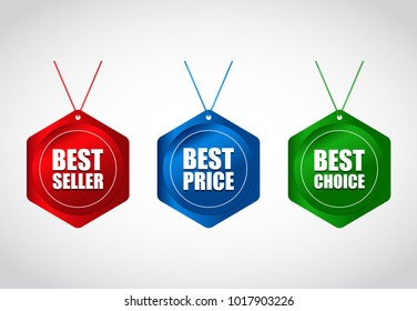 Collection of special colored sale tag design, price tag with ribbon