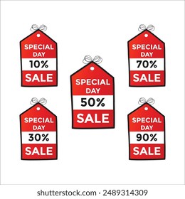 Collection of special sale tags and labels with different percentage discounts
