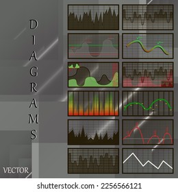 A collection of spectacular diagrams for the interface, business, and websites.A set of charts on a creative gray background.