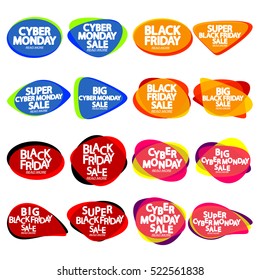 Collection speech bubble banners, element design template, Cyber Monday Sale, Black Friday special offer, app icon, vector