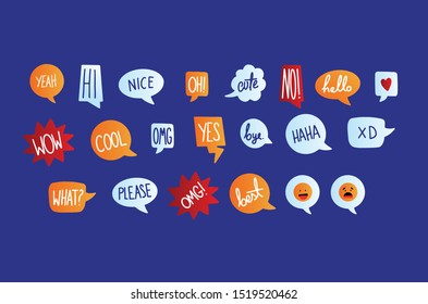Collection of speech bubble speech with gradient. Set of vector colorful bubble speach