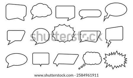 Collection of speech bubble icons with various shapes. Vector illustration