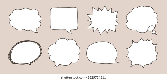 A collection of speech bubble illustrations. Cartoon feel.