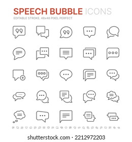 Collection of speech bubble related outline icons. 48x48 Pixel Perfect. Editable stroke
