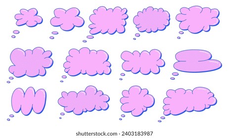 Collection of speech bubble shapes. Vector illustration of y2k , 90s, 2000s graphic design badges. Cartoon graffiti vector illustration isolated on white background.