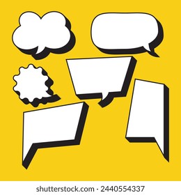 collection of speech bubble vector designs with black shadows