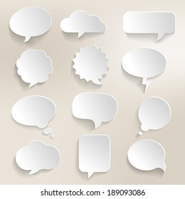 Collection of speech bubbles with a 3D effect.