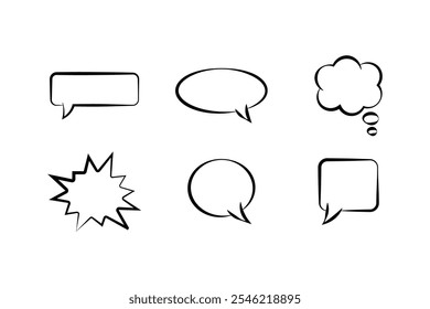 Collection of Speech Bubbles. Speech bubble. bubble text, chat box, message box. Thought balloons.Outlane style.