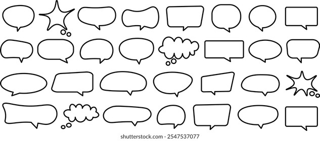 Collection of speech bubbles. Chat bubble line art icon vector. Blank empty speech bubbles for text, chatting, message box. Speech Bubble set. Chat bubble line art icon vector illustration