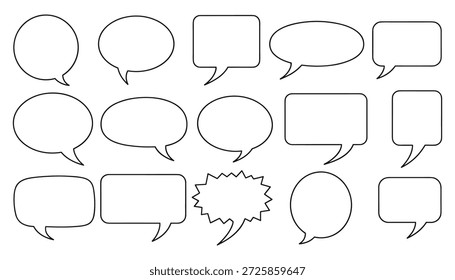 Sammlung von Sprechblasen für Dialog, Ballonzeichen, Kommunikation und Kommentare. Sauberes und modernes Vektorset.