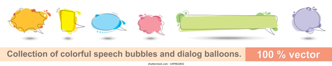 Collection of speech bubbles. Dialog box. Collection of colorful speech bubbles and dialog balloons. Design elements for speech, message, social network. Vector Illustration.