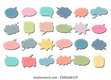 Collection of speech bubbles in different shapes and colors. Icons, vector