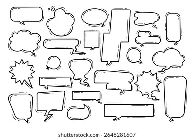 Coleção de bolhas de fala no vetor estilo doodle