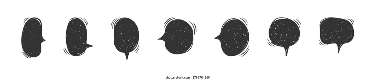 Collection of speech bubbles. Hand drawn speech bubbles. Retro cartoon style. Vector illustration
