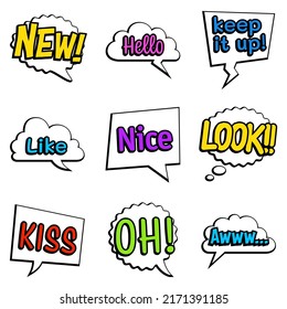 Collection of speech bubbles isolated with text