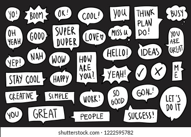 Collection of speech bubbles on black background vector