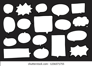 Collection of speech bubbles on black background vector
