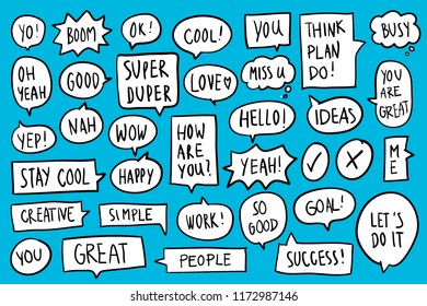 Collection of speech bubbles on blue background vector